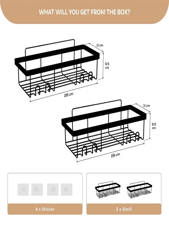MIORAH Steel Bathroom Organiser Without Drill | Bathroom Shelves | Washroom Storage Organizer for Wall | Pack of 2 - Image 2